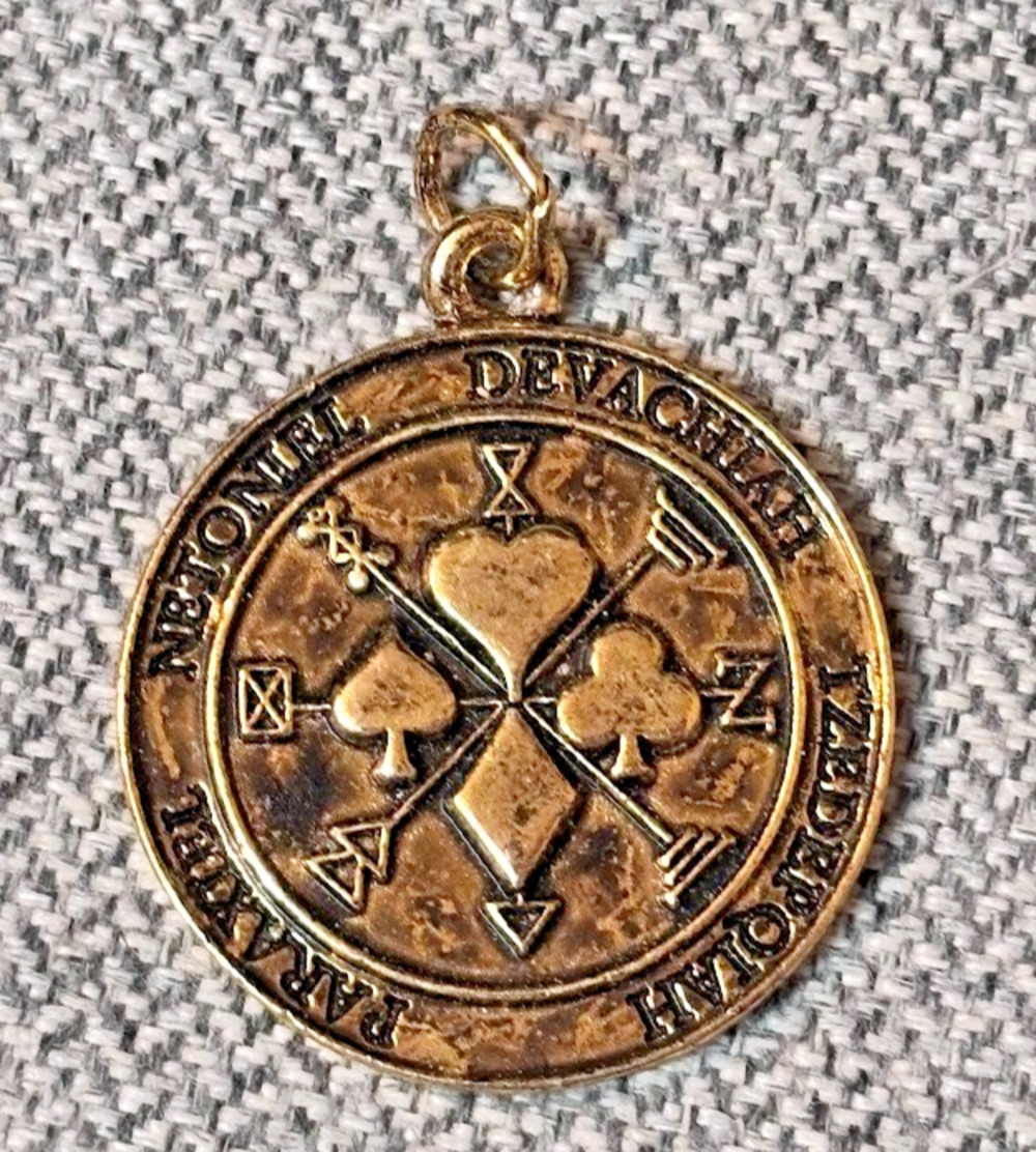 Vintage First Pentacle of Jupiter Talisman Pendant Signed I.R. Kabbalah Amulet